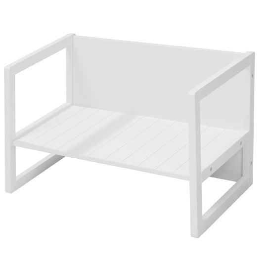 Seating Bench in Country-House Style - 2 Seat Heights or Usable as a Children's Table - White – Cutout (1/16)