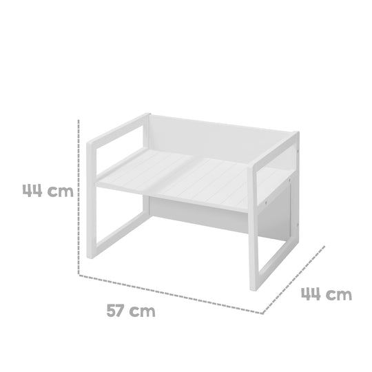 Seating Bench in Country-House Style - 2 Seat Heights or Usable as a Children's Table - White – Infographic (3/16)