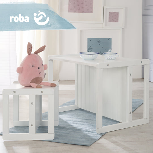 Seating Bench in Country-House Style - 2 Seat Heights or Usable as a Children's Table - White – Infographic (14/16)