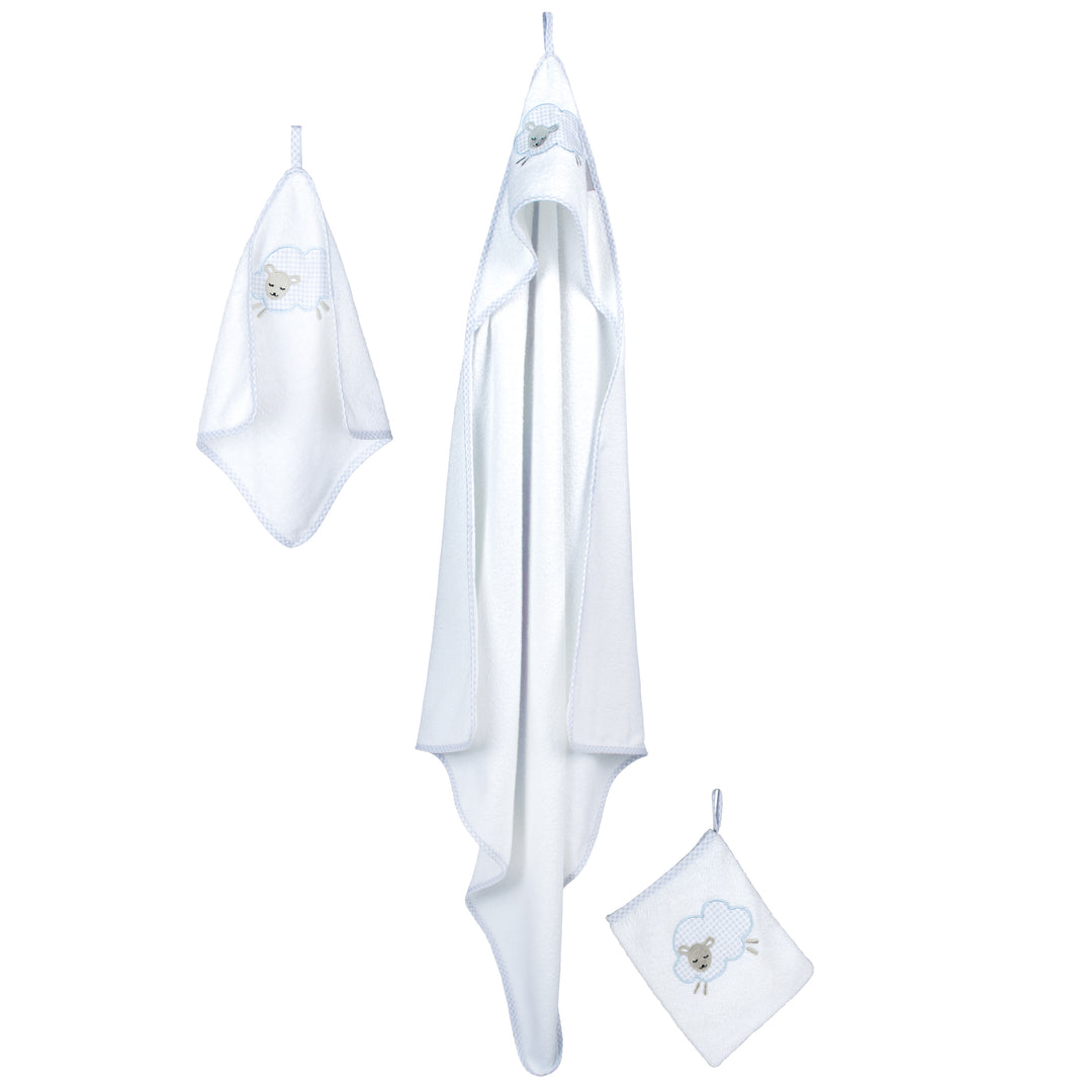 Handtuch Set 'Kleine Wolke blau', 3-tlg, Frottee, Kapuzenhandtuch, Handtuch 30 x 30 cm, Waschlappen – Freisteller (1/1)