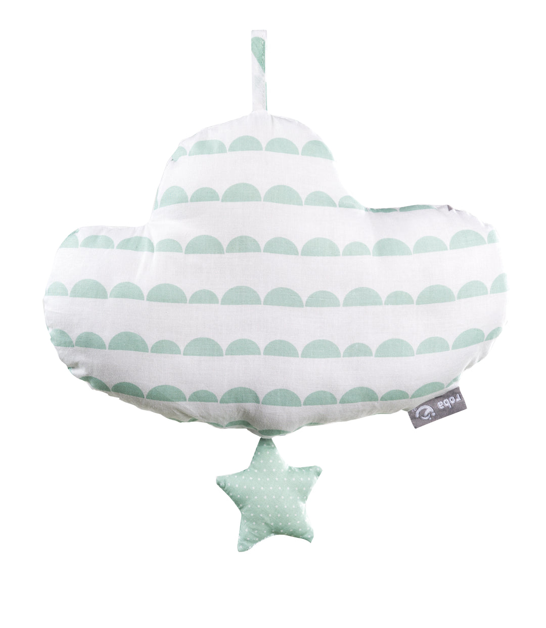 Spieluhr 'Happy Cloud', Einschlafhilfe, Textil-Wolke waschbar, Babyzimmer Deko taupe / mint – Produktbild (1/2)