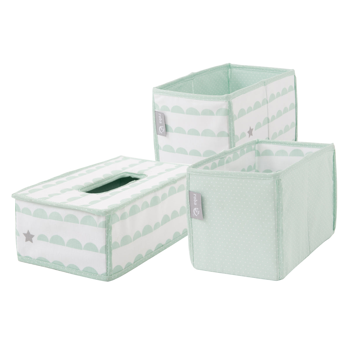 Pflegeorganizer-Set 'Happy Cloud', 3-tlg, 2 Boxen für Windeln & Zubehör, 1 Feuchtücherbox, mint – Freisteller (1/8)
