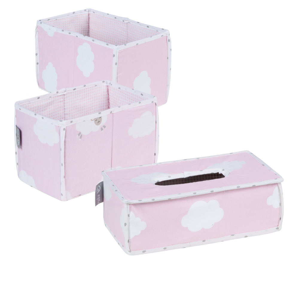 Pflegeorganizer-Set 'Kleine Wolke rosa', 3-tlg, 2 Boxen für Windeln & Zubehör, 1 Feuchttücherbox – Produktbild (2/3)