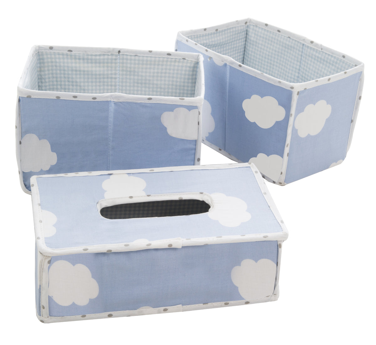 Care Organiser Set 'Little Cloud blue', 3-Piece, 2 Boxes for Nappies & Accessories, 1 Wet Wipes Box – Product Image (1/3)