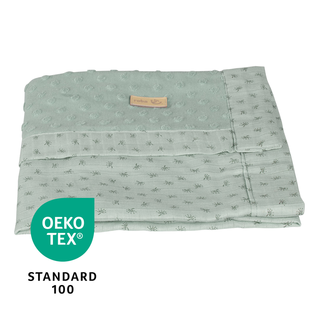 Organic Decke 'Lil Planet' frosty green, Terry Dots, Bio-Baumwolle, GOTS zertifiziert, 80 x 80 cm – Infografik (7/8)