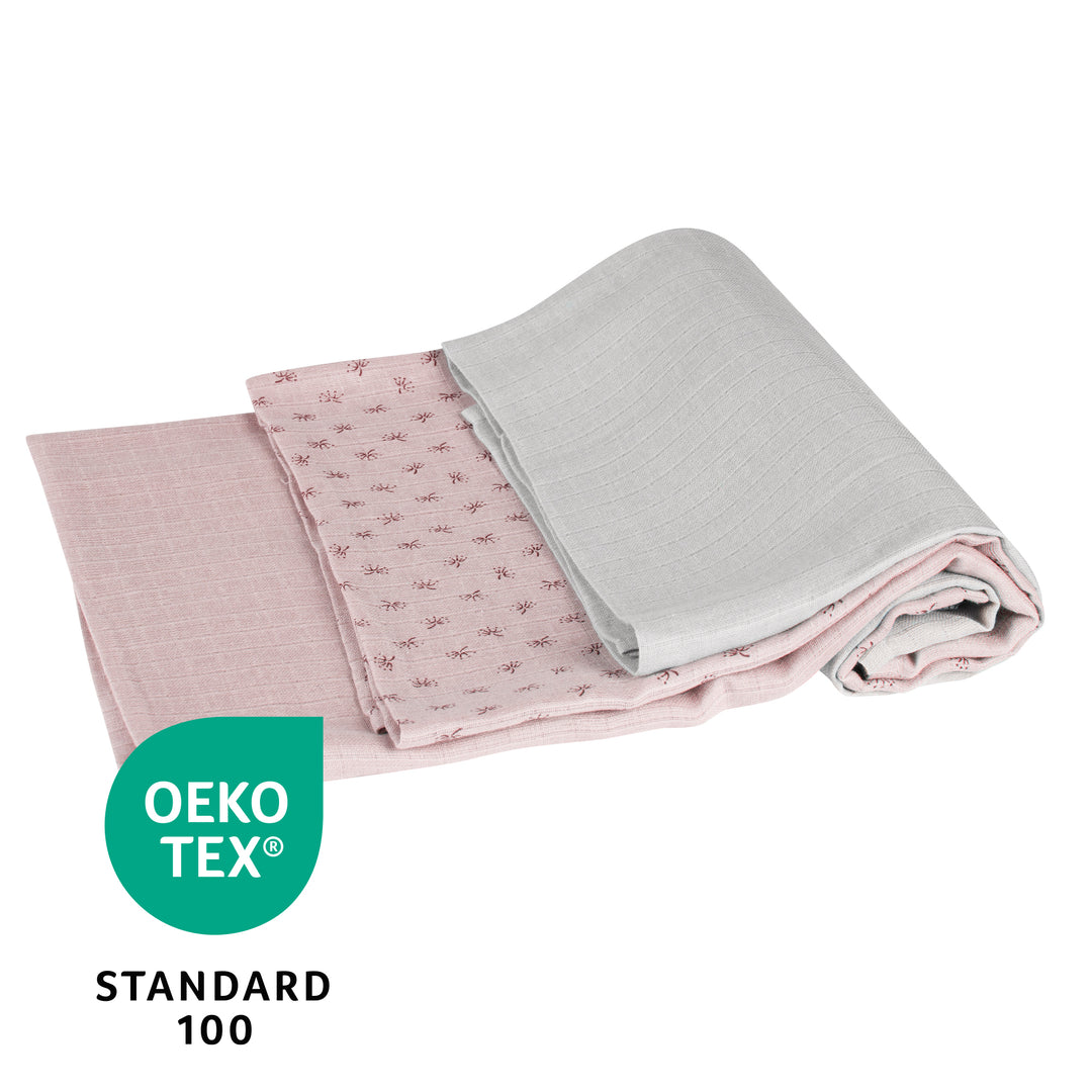 Organic 3er Windelset 'Lil Planet' rosa/mauve, Musselin-Stoff, Bio-Baumwolle, GOTS, 80 x 80 cm – Infografik (8/10)