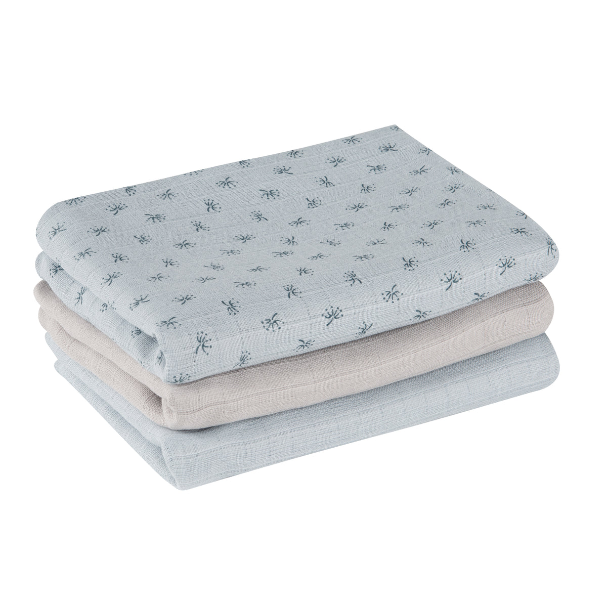 Organic 3er Windelset 'Lil Planet' hellblau/sky, Musselin-Stoff, Bio-Baumwolle, GOTS, 80 x 80 cm – Freisteller (1/9)