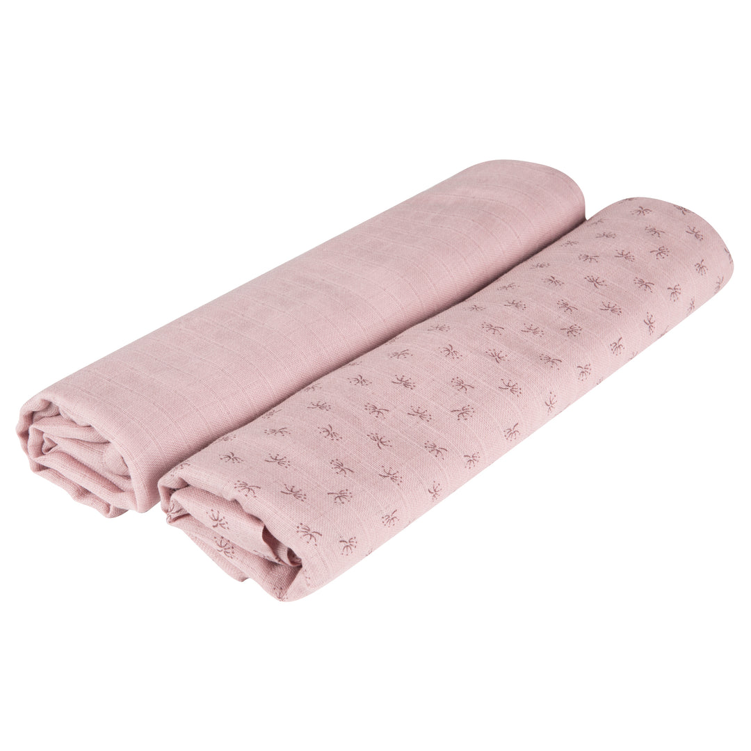 Organic 2er set fascia per fasciatura e telo per allattamento 'Lil Planet' rosa/malva, cotone biologico, GOTS, 120 x 120 cm – Ritaglio (1/9)