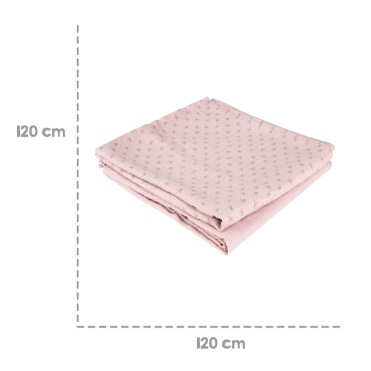 Organic 2er Set Puck- & Stilltuch 'Lil Planet' rosa/mauve, Bio-Baumwolle, GOTS, 120 x 120 cm – Infografik (5/9)
