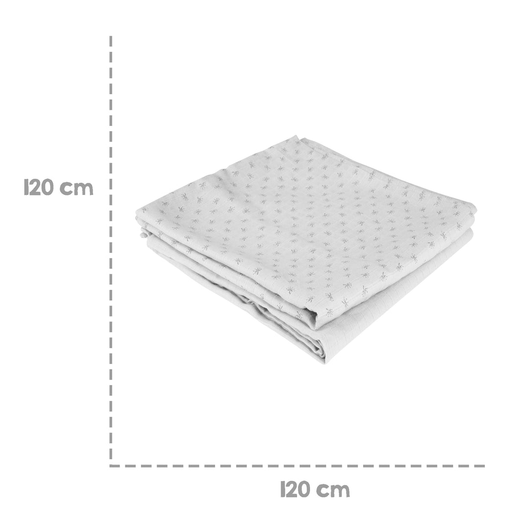 Organic 2er Set Puck- & Stilltuch 'Lil Planet' silbergrau, Bio-Baumwolle, GOTS, 120 x 120 cm – Infografik (6/9)