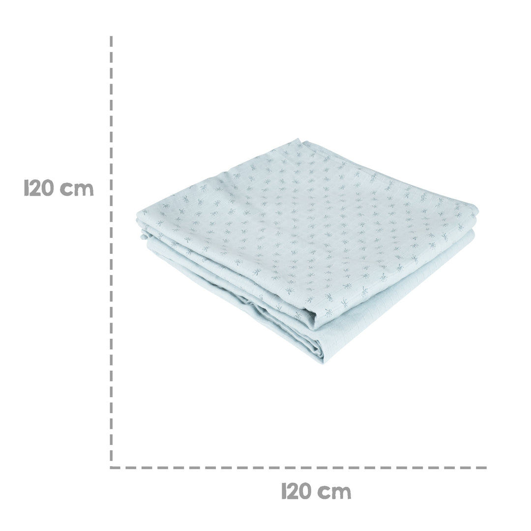 Organic 2er Set Puck- & Stilltuch 'Lil Planet' hellblau/sky, Bio-Baumwolle, GOTS, 120 x 120 cm – Infografik (5/9)