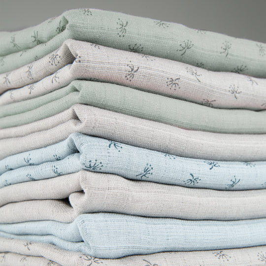 Organic 2er Set Swaddle & Nursing Cloth 'Lil Planet' Frosty Green, Organic Cotton, GOTS, 120 x 120 cm – Detail Image (5/9)