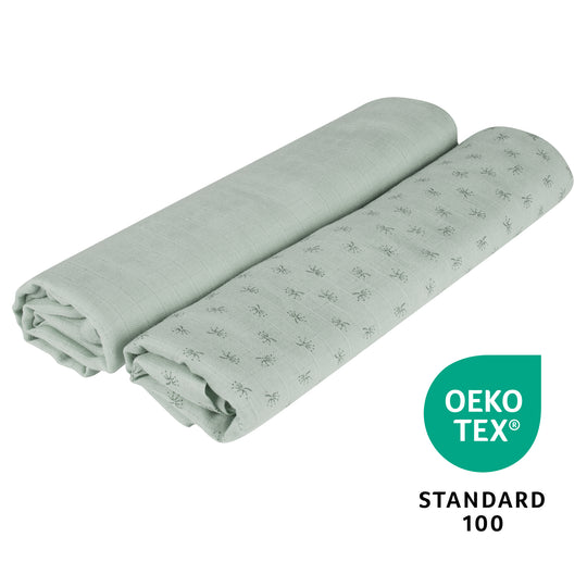 Organic 2er Set Swaddle & Nursing Cloth 'Lil Planet' Frosty Green, Organic Cotton, GOTS, 120 x 120 cm – Infographic (7/9)
