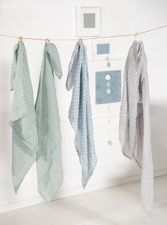 Organic 2er Set Swaddle & Nursing Cloth 'Lil Planet' Frosty Green, Organic Cotton, GOTS, 120 x 120 cm – Special Image (8/9)