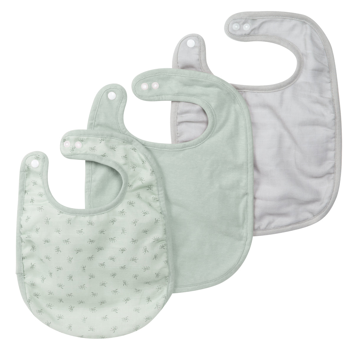 Organic 3er Set Lätzchen 'Lil Planet' frosty green, Jersey, Musselin, Baumwolle, GOTS, 23 x 30 cm – Freisteller (1/8)