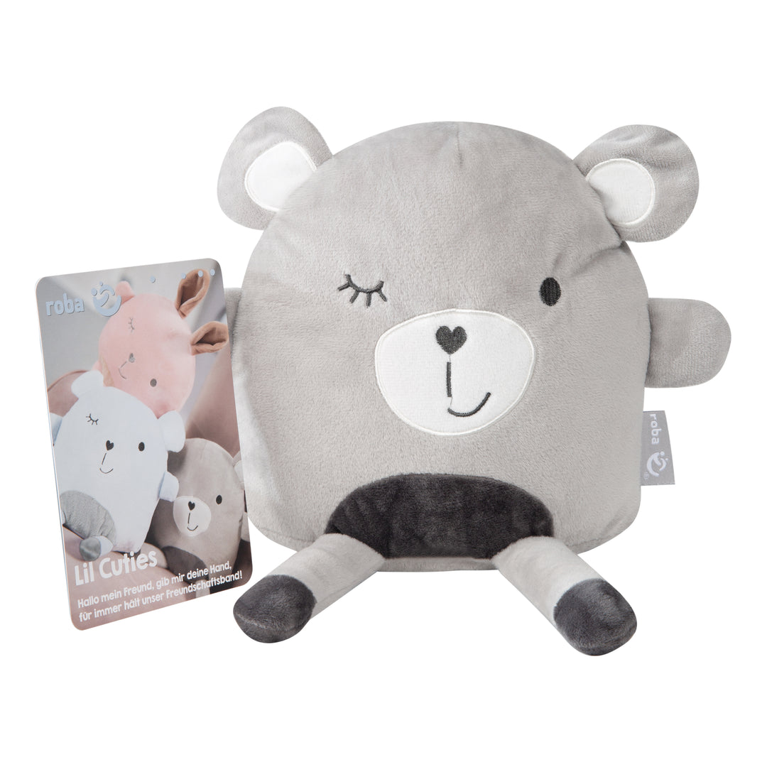 Kuschelkissen 'Lil Cuties', Kuscheltier 'Sammy' mit Freundschaftskarte, silbergrau – Freisteller (3/12)