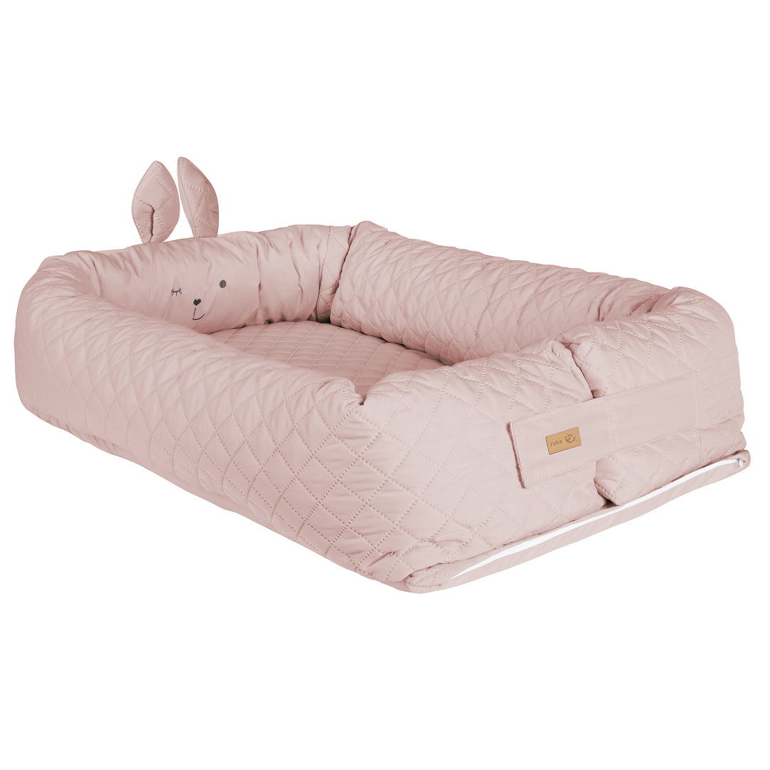 Babylounge 'roba Style' - Kuschelnest mit Häschen-Gesicht 'Lily' - Reisebett & Wickelauflage - Rosa – Freisteller (1/8)