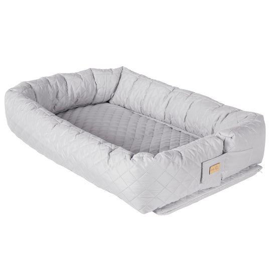 Transat bébé 3 en 1 'roba Style' gris argenté - Lit parapluie, boudin de lit ou matelas à langer – Détourage (1/4)