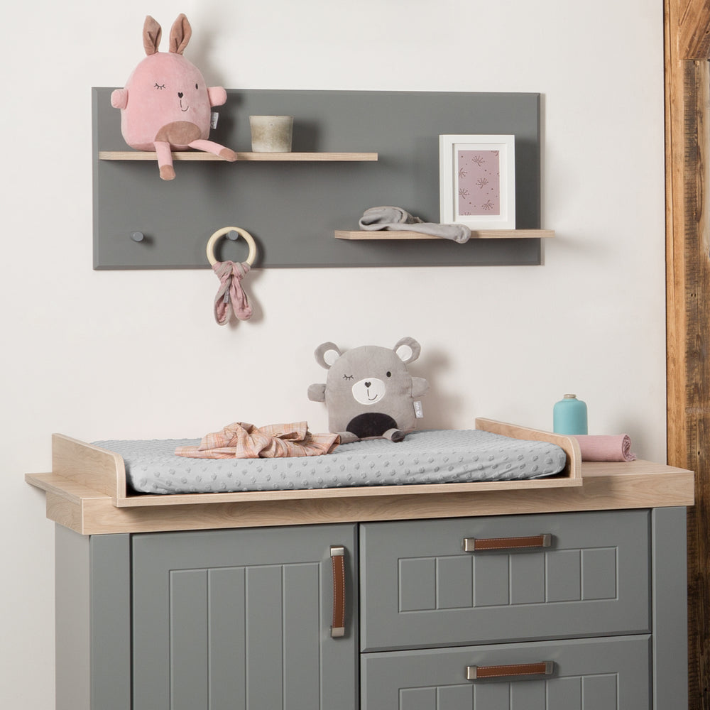 Organic federa aderente per materassini fasciatoio 'Lil Planet' in jersey biologico - GOTS - 85 x 75 cm - Grigio argento – Foto d'ambiente (2/16)