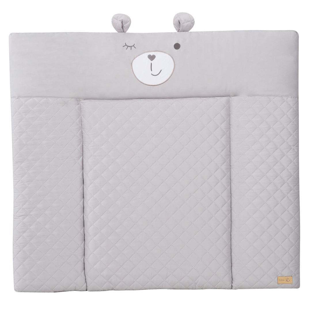 Wickelauflage soft 'roba Style' grau, 85 x 75 cm, abwischbar, mit Bärengesicht 'Sammy' – Freisteller (1/7)