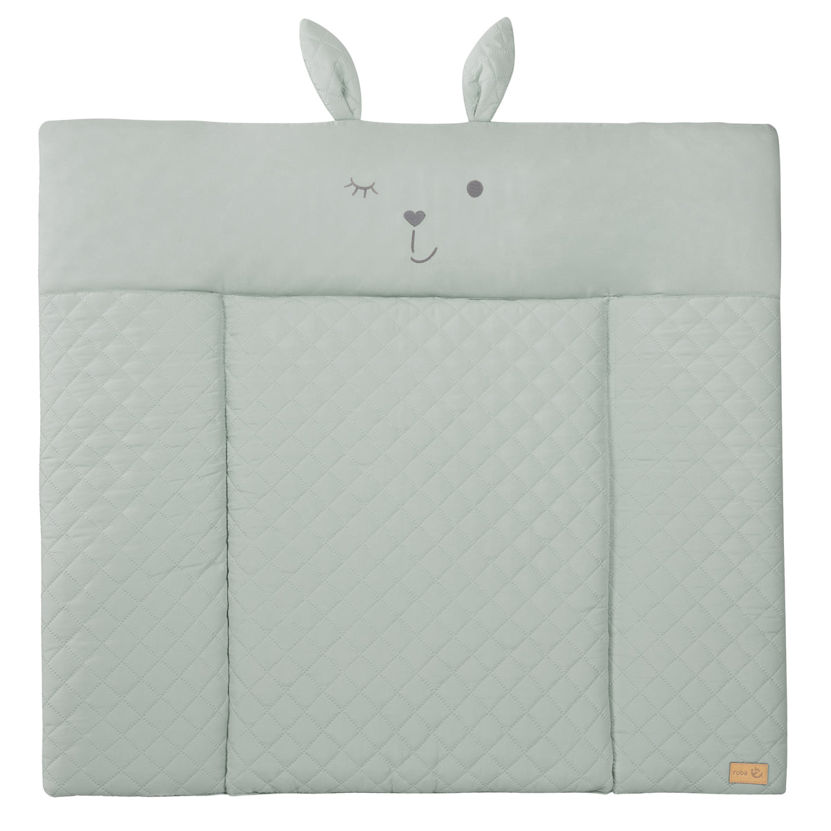 Wickelauflage soft 'roba Style' 85x75 cm, abwischbar, in frosty green, mit Hasengesicht „Lily“ – Freisteller (1/8)