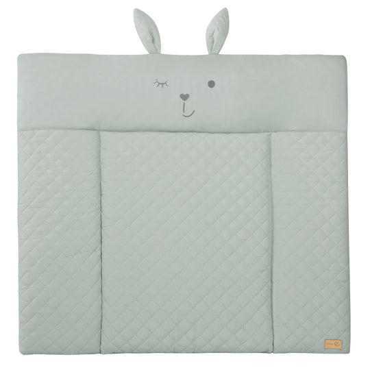 Wickelauflage soft 'roba Style' 85x75 cm, abwischbar, in frosty green, mit Hasengesicht „Lily“ – Freisteller (1/8)
