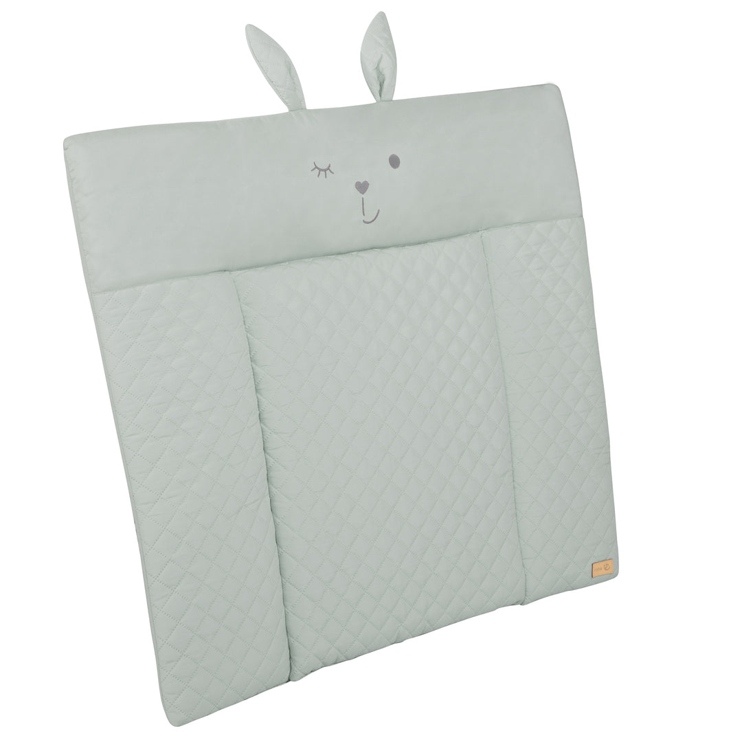 Wickelauflage soft 'roba Style' 85x75 cm, abwischbar, in frosty green, mit Hasengesicht „Lily“ – Freisteller (3/8)