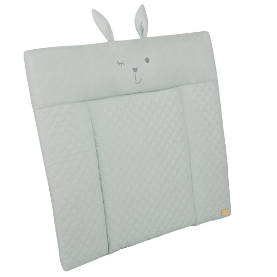 Wickelauflage soft 'roba Style' 85x75 cm, abwischbar, in frosty green, mit Hasengesicht „Lily“ – Freisteller (3/8)