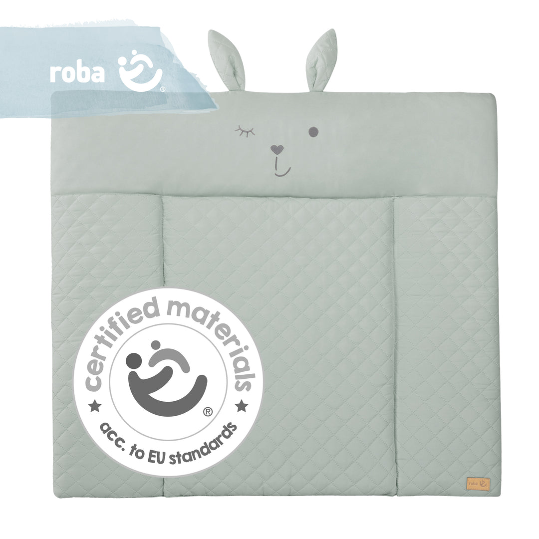 Wickelauflage soft 'roba Style' 85x75 cm, abwischbar, in frosty green, mit Hasengesicht „Lily“ – Infografik (6/8)