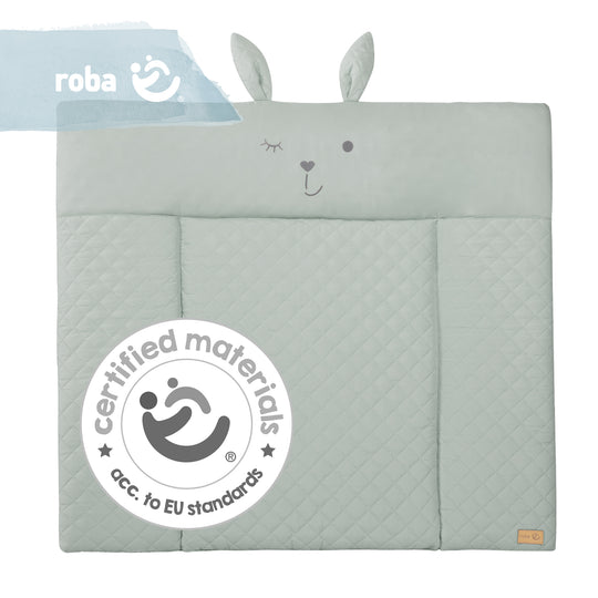 Wickelauflage soft 'roba Style' 85x75 cm, abwischbar, in frosty green, mit Hasengesicht „Lily“ – Infografik (6/8)