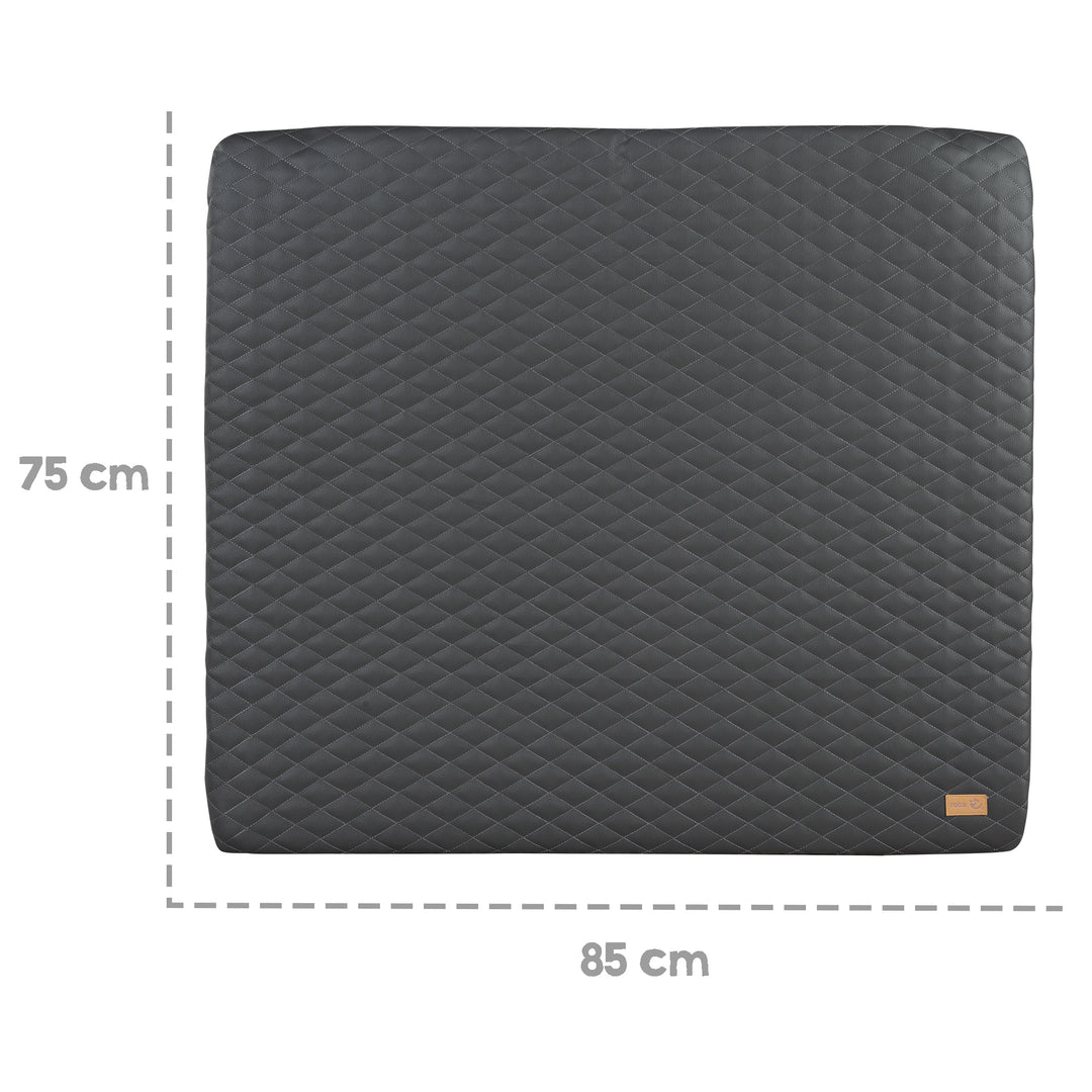 Matelas à langer 'Luxe' 85x75, essuyable similicuir PU, design 'Graphite matelassé' – Infographie (5/7)