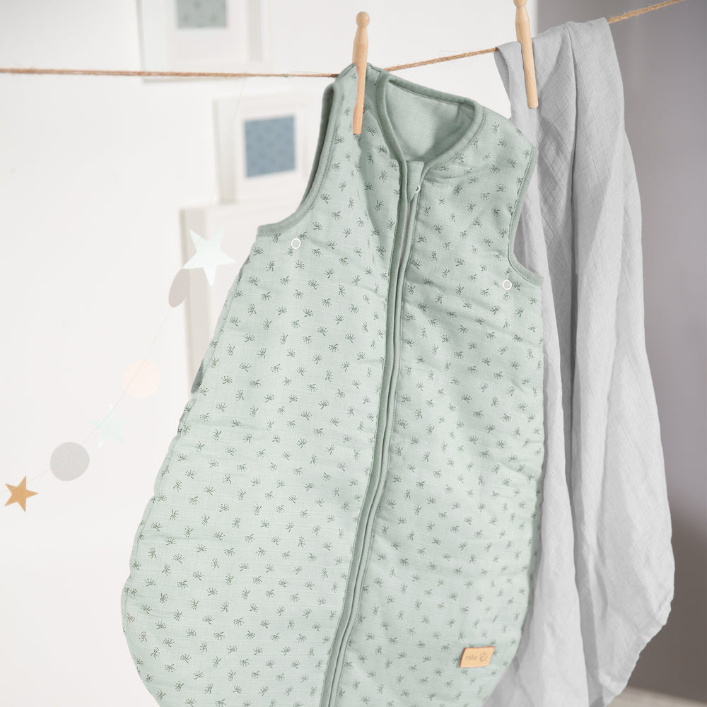 Organic Schlafsack 'Lil Planet' frosty green, 70 - 110 cm, aus Bio-Musselin (GOTS) – Infografik (2/7)
