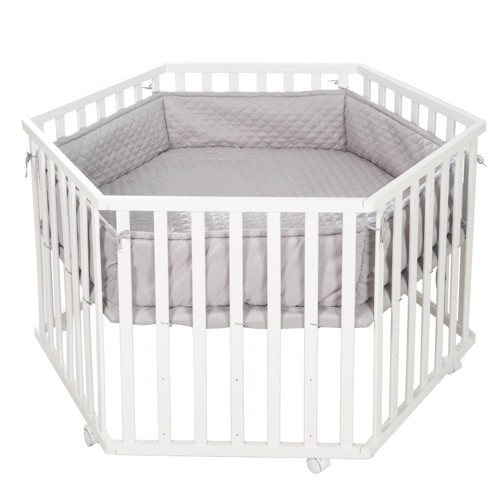Playpen Mat 'roba Style', for 6-Sided Playpen, Safe Side Padding, Silver Grey – Cutout (2/3)