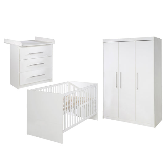 Kinderzimmerset 'Maren' 3-teilig - Bett 70x140 + Wickelkommode schmal + Kleiderschrank 3-türig – Freisteller (2/16)