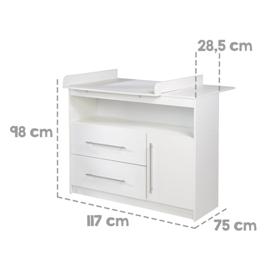 Kinderzimmerset 'Maren' 3-teilig - Bett 70x140 + Wickelkommode schmal + Kleiderschrank 3-türig – Infografik (9/16)