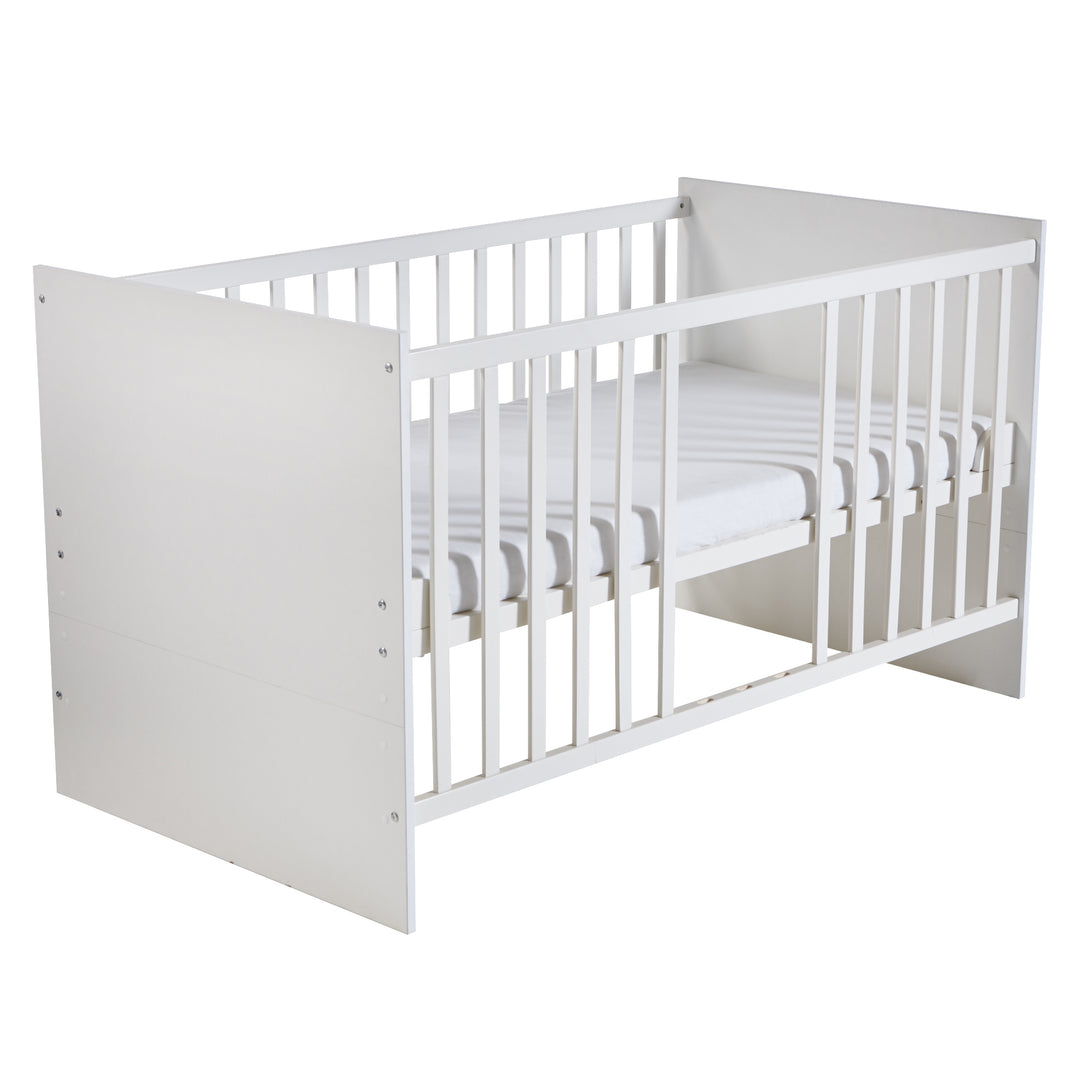 Möbelset 'Maren' 2-teilig - Kombi-Bett 70x140 + Wickelkommode schmal - Weiß – Freisteller (5/8)