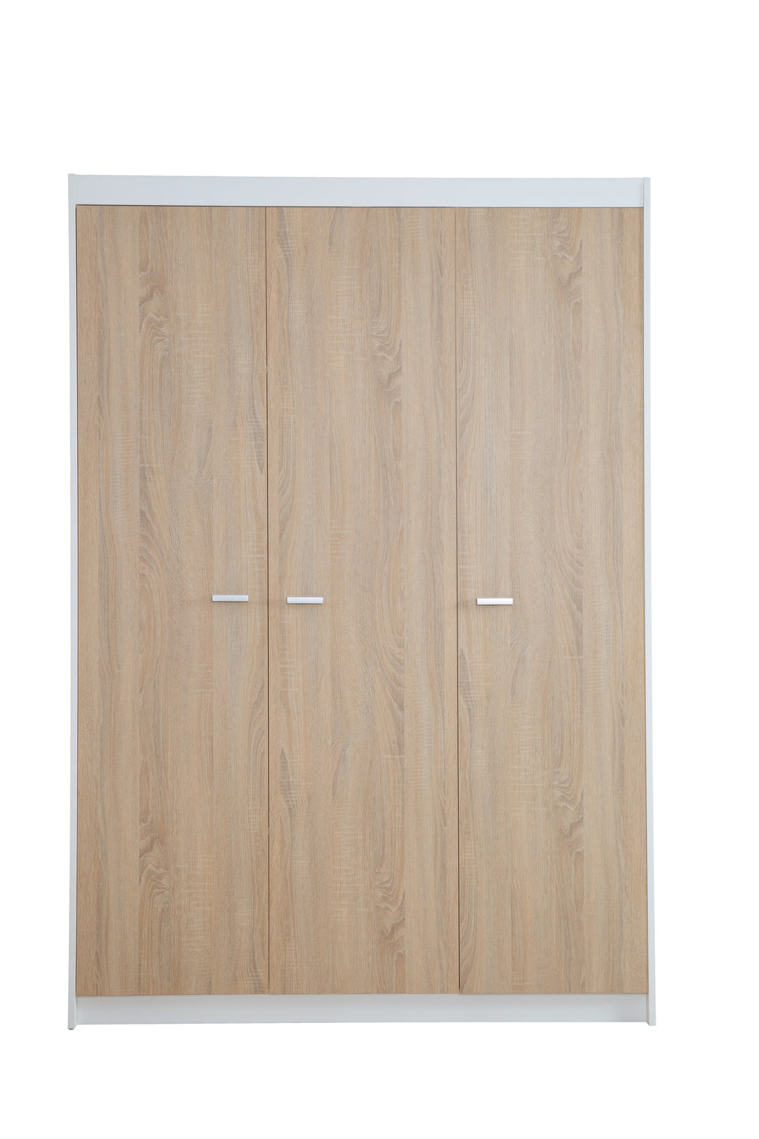 Wardrobe 'Gabriella', Cabinet with 3 Doors, Soft-Close Technology, Milled White – Cutout (4/5)