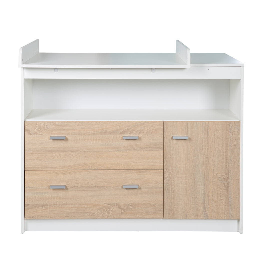 Wickelkommode 'Gabriella' mit Wickelansatz, 2 Schubladen, 1 Tür, 1 offenes Fach, Wickelhöhe: 90 cm – Freisteller (3/7)