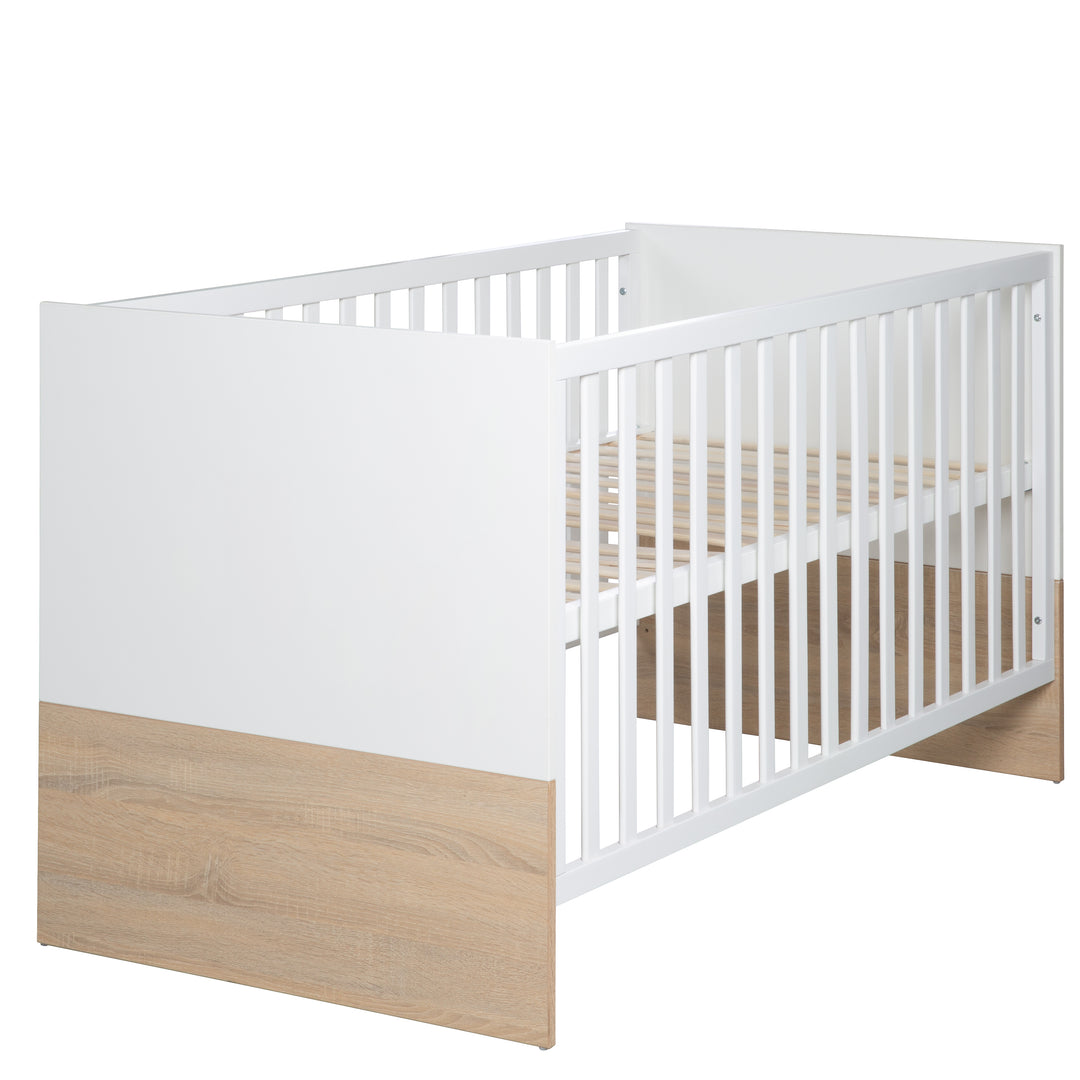 Lettino combinato 'Gabriella', 70 x 140 cm, bianco/ naturale, regolabile in altezza, 3 sbarre removibili, trasformabile – Ritaglio (1/8)