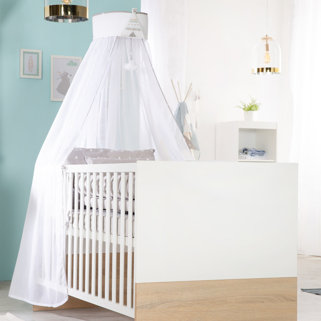 Möbelset 'Gabriella' inkl. Babybett 70 x 140 cm & breite Wickelkommode, bicolor – Milieubild (4/13)