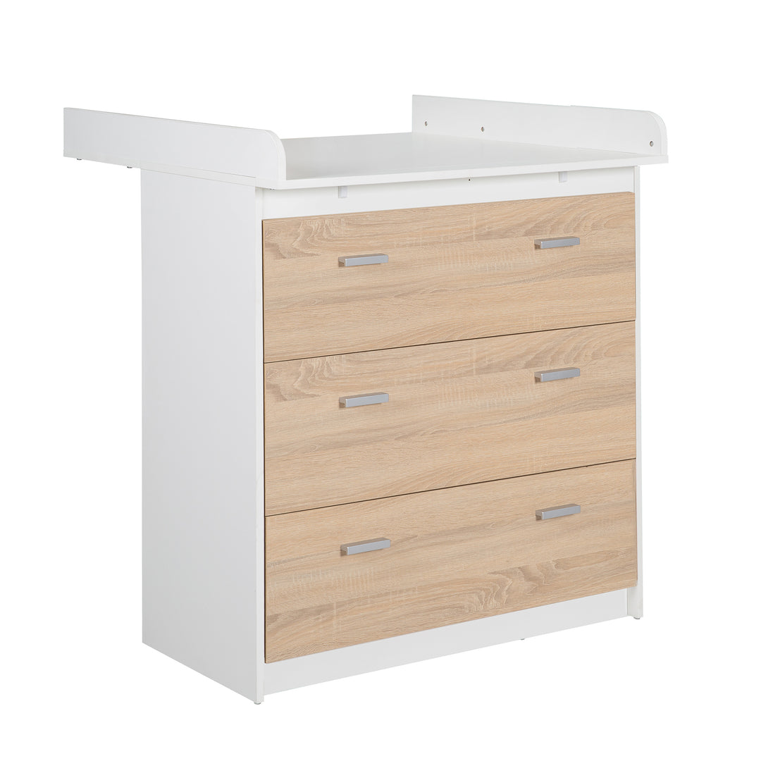Furniture Set 'Gabriella' 2-Piece - Bed 70x140 + Changing Table Narrow - White & Decor Oak – Cutout (3/10)
