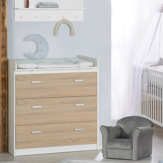 Furniture Set 'Gabriella' 2-Piece - Bed 70x140 + Changing Table Narrow - White & Decor Oak – Lifestyle Image (5/10)