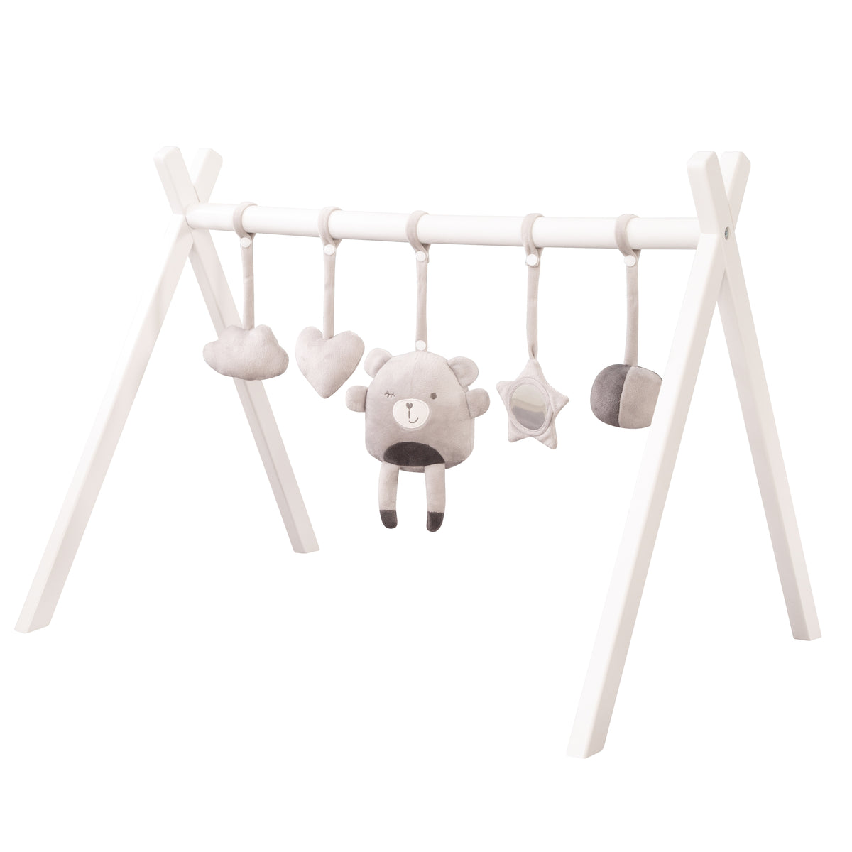 Play Trapeze Bar incl. Play Set 'roba Style' Silver Grey – Universal Play Arch Made of White Lacquered Wood – Product Image (1/10)