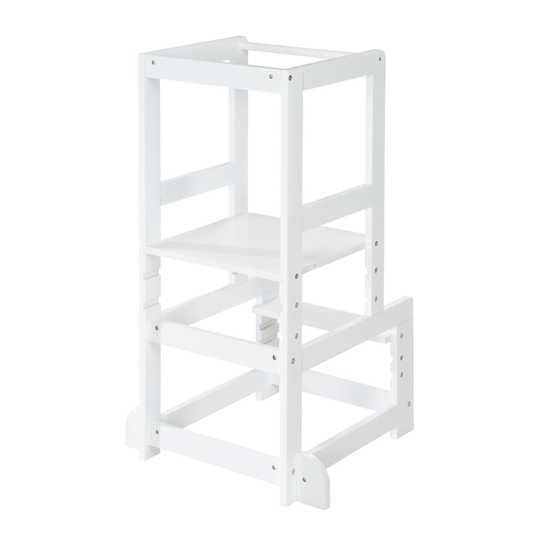 Torretta di apprendimento bianco, sicuro sgabello a gradino per bambini, ideal come predellino da cucina, fino a 80 kg portante – Ritaglio (1/6)