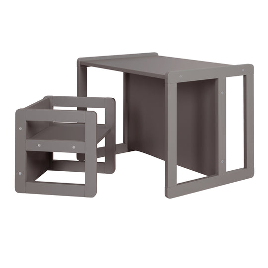 Children's Seating Set 3in1- Reversible Stool & Table - To Children's Bench Convertible - Anthracite – Cutout (1/18)
