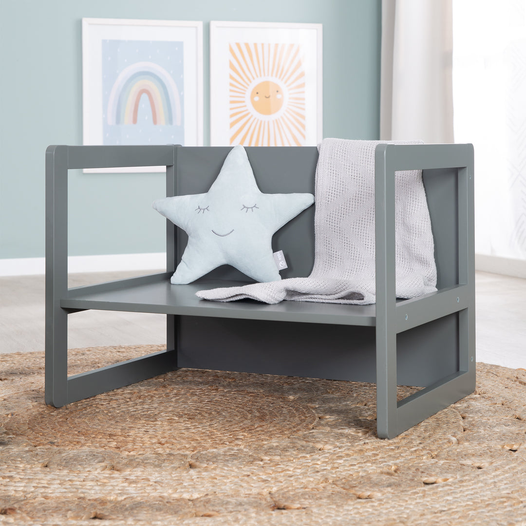 Children's Seating Set 3in1- Reversible Stool & Table - To Children's Bench Convertible - Anthracite – Lifestyle Image (8/18)