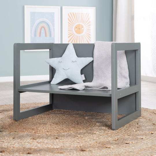 Children's Seating Set 3in1- Reversible Stool & Table - To Children's Bench Convertible - Anthracite – Lifestyle Image (8/18)
