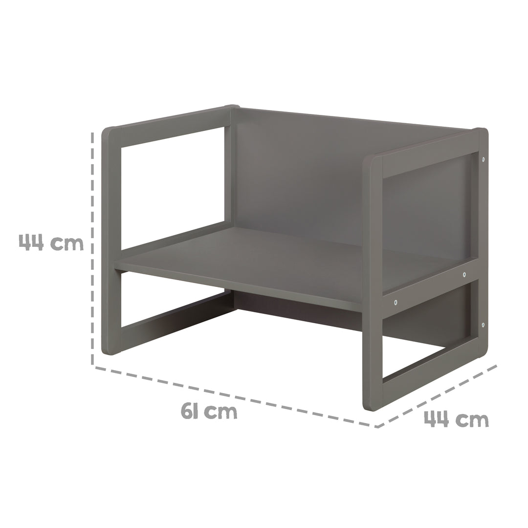 Children's Seating Set 3in1- Reversible Stool & Table - To Children's Bench Convertible - Anthracite – Infographic (7/18)