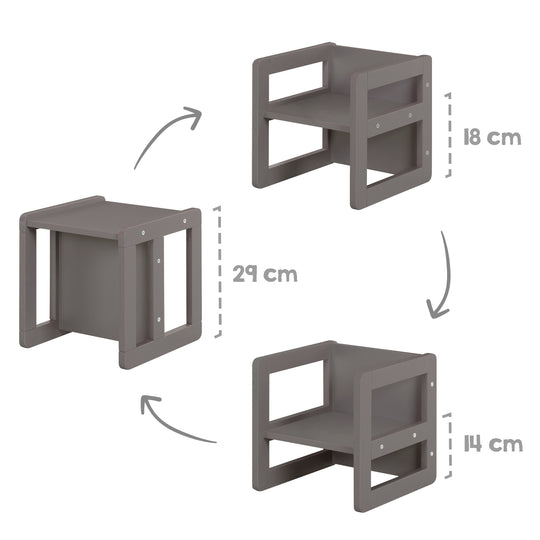 Children's Seating Set 3in1- Reversible Stool & Table - To Children's Bench Convertible - Anthracite – Infographic (3/18)