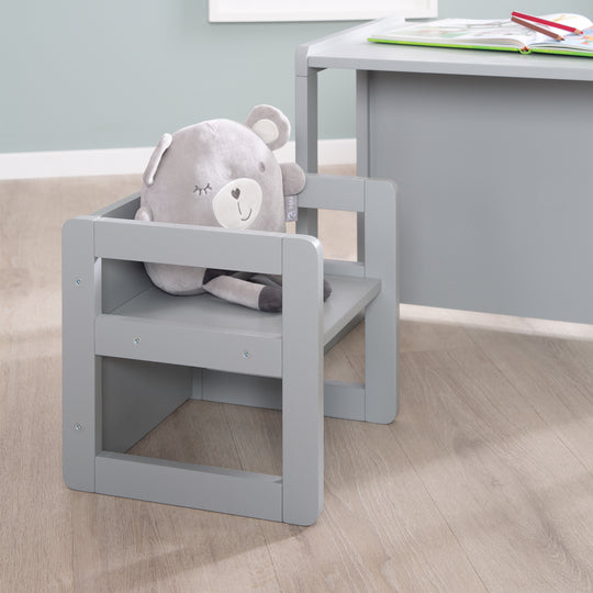 Children's Seating Set 3in1- Reversible Stool & Table - To Children's Bench Convertible - Taupe – Lifestyle Image (16/19)